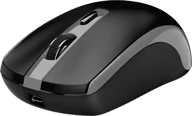 Genius ECO-8150 Copilot Wireless Rechargeable Optical Mouse, Grey, 1200 DPI, 2.4GHz USB-A Receiver, AI Copilot Key, Ambidextrous, USB-C Charging