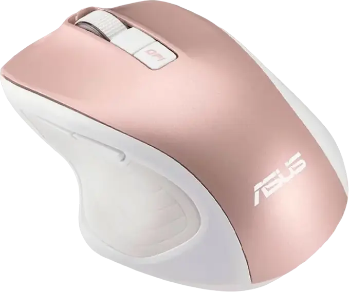ASUS MW202 Wireless Optical Mouse, Pink, RF 2.4GHz, Adjustable 800-4000 DPI, Ergonomic Right-Handed Design with Thumb Rest, Windows 11/10 & Chrome OS