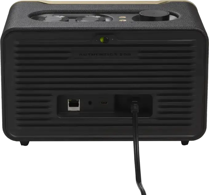 Boxa JBL Authentics 200 Retro Bluetooth si Wi-Fi, Putere 90W RMS, Sistem Stereo 2.0, Subwoofer 5", Google Assistant, Alexa, Chromecast, Negru