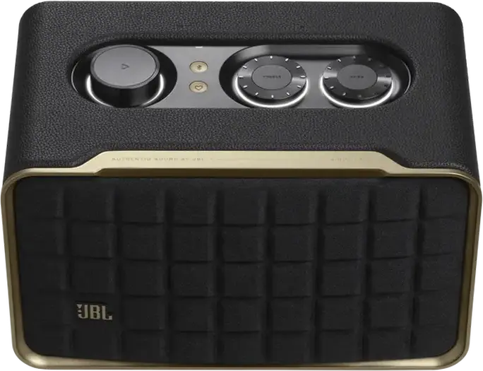 Boxa JBL Authentics 200 Retro Bluetooth si Wi-Fi, Putere 90W RMS, Sistem Stereo 2.0, Subwoofer 5", Google Assistant, Alexa, Chromecast, Negru