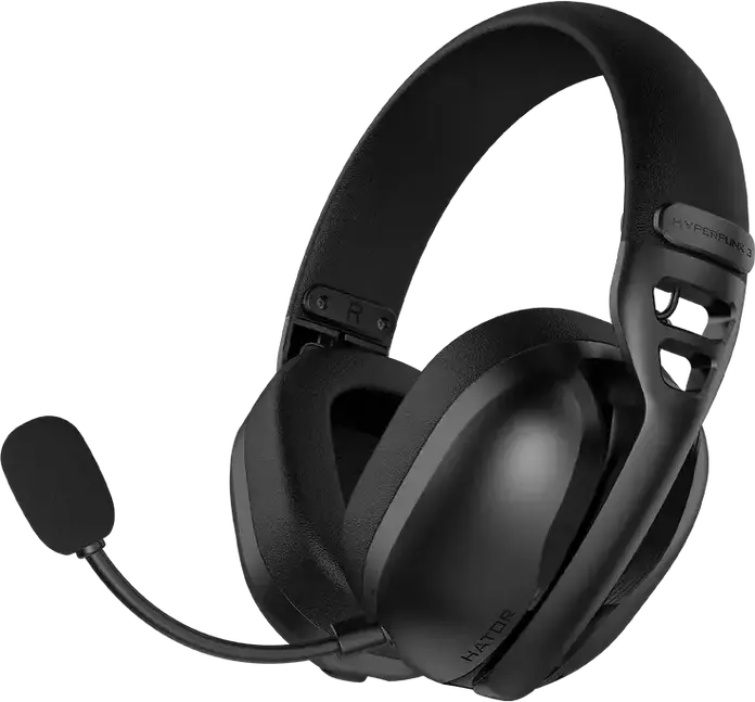Игровая гарнитура HATOR Hyperpunk 3 Wireless, Черная, Hi-Res LDAC, гибридный ANC, драйверы 40мм, 2.4ГГц/Bluetooth 5.4/провод, THX Spatial Audio+, съемный микрофон, до 45ч работы