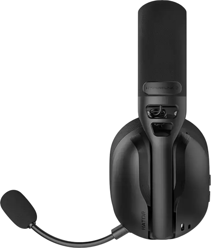 Игровая гарнитура HATOR Hyperpunk 3 Wireless, Черная, Hi-Res LDAC, гибридный ANC, драйверы 40мм, 2.4ГГц/Bluetooth 5.4/провод, THX Spatial Audio+, съемный микрофон, до 45ч работы