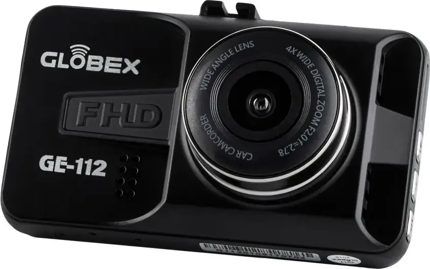 Автомобильный видеорегистратор Globex GE-112 Full-HD 1080P 30fps Угол обзора 120 градусов Дисплей 3 дюйма CMOS Сенсор Поддержка MicroSD Черный