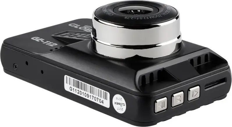 Автомобильный видеорегистратор Globex GE-112 Full-HD 1080P 30fps Угол обзора 120 градусов Дисплей 3 дюйма CMOS Сенсор Поддержка MicroSD Черный