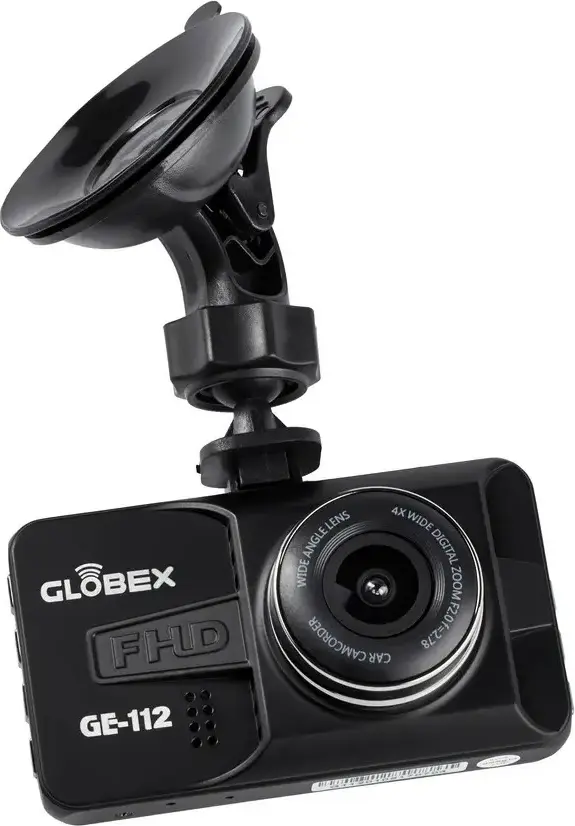 Автомобильный видеорегистратор Globex GE-112 Full-HD 1080P 30fps Угол обзора 120 градусов Дисплей 3 дюйма CMOS Сенсор Поддержка MicroSD Черный