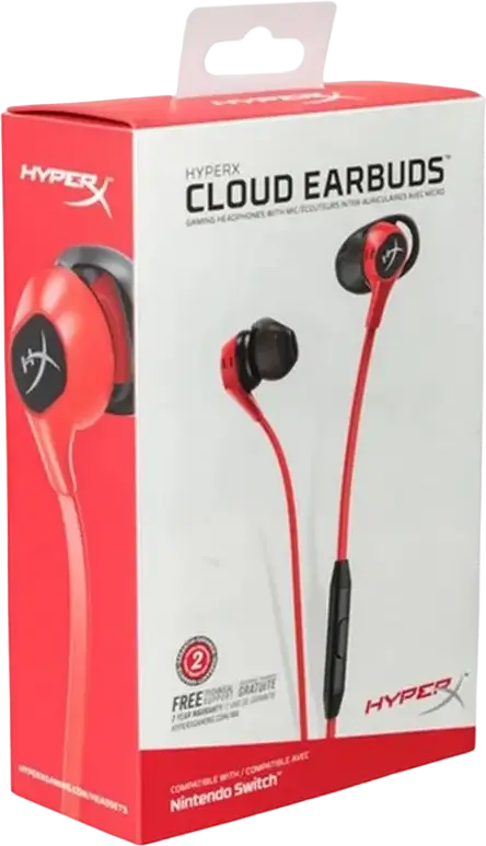 Игровые внутриканальные наушники HyperX Cloud Earbuds II 705L8AA проводные, динамические драйверы 14.3мм, всенаправленный микрофон, разъем 3.5мм
