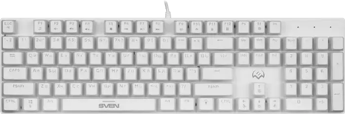 SVEN KB-G9200 Mechanical Gaming Keyboard, Full-size 104 Keys, Hot-Swap Red Linear Switches, RGB Backlight, Double-shot Keycaps, N-Key Rollover, White