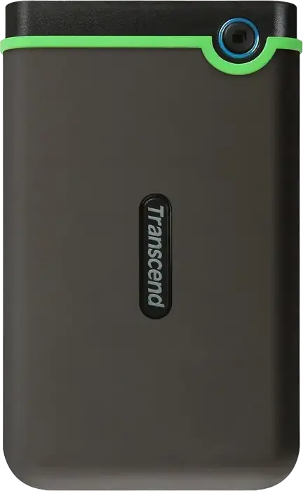 Transcend StoreJet 25M3S TS2TSJ25M3S 2TB External Portable HDD, USB 3.1 Gen 1, MIL-STD-810G Shockproof Case, One-Touch Auto-Backup, Iron Gray