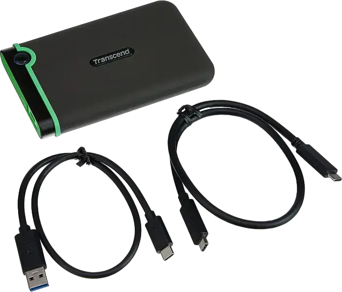 Transcend StoreJet 25M3S TS2TSJ25M3S 2TB External Portable HDD, USB 3.1 Gen 1, MIL-STD-810G Shockproof Case, One-Touch Auto-Backup, Iron Gray