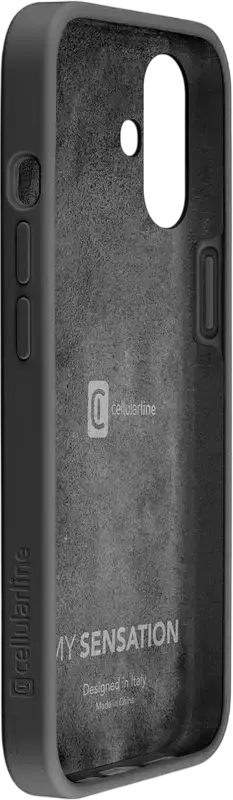Cellularline Sensation Case for Apple iPhone 16, Soft-Touch Exterior with Scratchproof Microfibre Lining, Slim Fit, Black