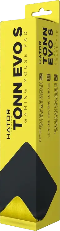 HATOR Tonn EVO Gaming Mouse Pad, Small 290 x 240 x 2 mm, Black Hybrid Surface, Non-Slip Rubber Base with Stitched Edges, Balanced Speed and Control