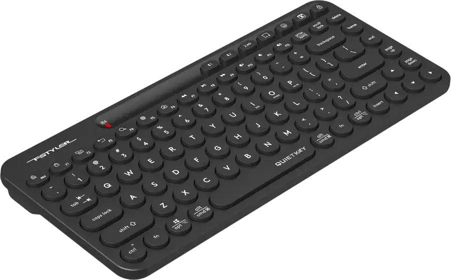 A4Tech FBK36C AS FStyler Wireless Keyboard, Bluetooth & 2.4GHz, Multi-Device (3 Devices), QuietKey Noise Reduction, USB-C Rechargeable, Black