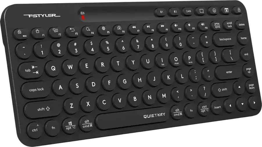 A4Tech FBK36C AS FStyler Wireless Keyboard, Bluetooth & 2.4GHz, Multi-Device (3 Devices), QuietKey Noise Reduction, USB-C Rechargeable, Black
