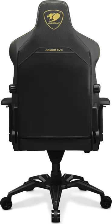 Cougar ARMOR EVO CGR-EVO Gaming Chair, Black / Gold, Breathable PVC Leather, 4D Armrests, 4-way Lumbar Support, Magnetic Memory Foam Neck Pillow, Aluminum Base, 160kg