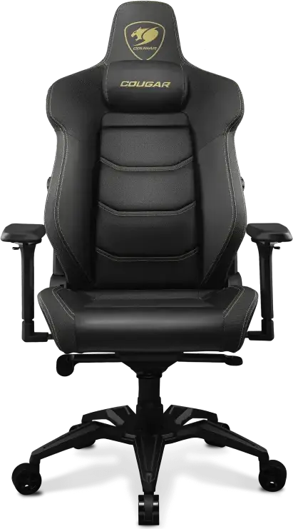 Cougar ARMOR EVO CGR-EVO Gaming Chair, Black / Gold, Breathable PVC Leather, 4D Armrests, 4-way Lumbar Support, Magnetic Memory Foam Neck Pillow, Aluminum Base, 160kg