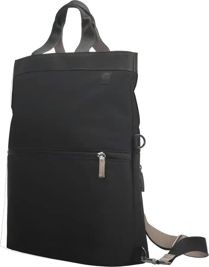 HP 14-inch Convertible Laptop Backpack Tote 9C2H1AA, Black, Fits up to 14.1" Laptops, RFID-blocking Pocket, Trolley Pass-through, Recycled Material