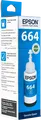 Epson T664 Cyan Dye-based Refill Ink Bottle 70ml for EcoTank L-Series Inkjet Printers, 7500 Page Yield
