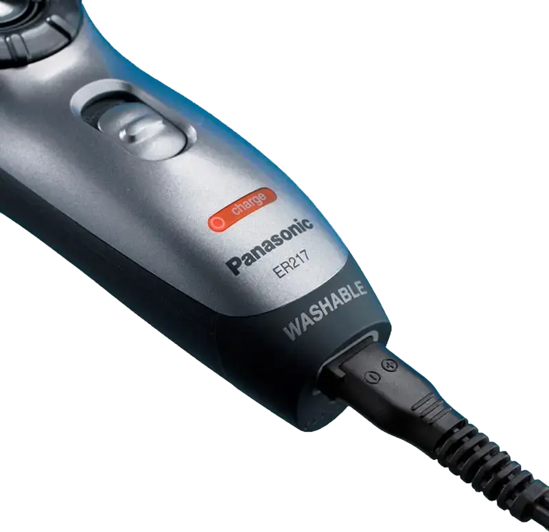 Триммер для бороды и усов Panasonic ER217S520, регулировка длины 0.5-20 мм (14 настроек), водонепроницаемый корпус, аккумуляторный, черный/серебристый