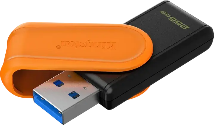 Stick USB Kingston DataTraveler Exodia S, 256 GB, Negru | Portocaliu, Interfață USB 3.2 Gen 1, Conector USB Type-A, Design cu Capac Pivotant, Stocare Portabilă de Mare Viteză