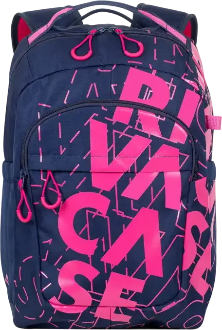 Rucsac zilnic RivaCase Heide, 15.6", Poliester, Albastru închis/Roz