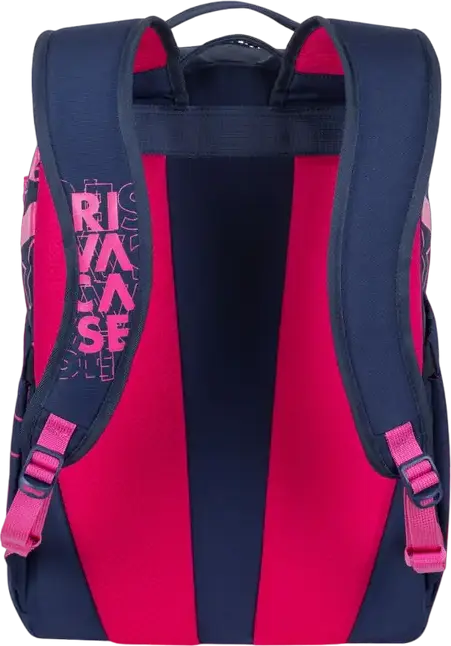 RivaCase Heide 5430 Daily Laptop Backpack for 15.6 inch Laptops, 30L Capacity, Water Resistant Polyester, 2 Compartments, Unisex, Dark Blue/Pink