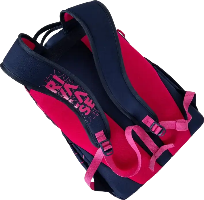 RivaCase Heide 5430 Daily Laptop Backpack for 15.6 inch Laptops, 30L Capacity, Water Resistant Polyester, 2 Compartments, Unisex, Dark Blue/Pink