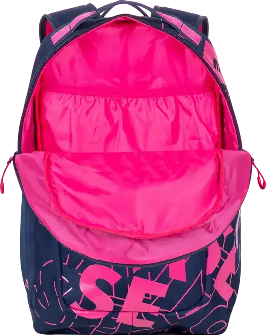 RivaCase Heide 5430 Daily Laptop Backpack for 15.6 inch Laptops, 30L Capacity, Water Resistant Polyester, 2 Compartments, Unisex, Dark Blue/Pink