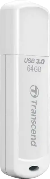 Transcend JetFlash 730 64GB USB 3.1 Gen 1 Flash Drive, USB Type-A High Speed Storage, Up to 90MB/s Read Speed, White Plastic Body with Cap, Transcend Elite Software