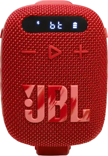 JBL Wind 3 Portable Bluetooth Speaker, Red, IP67 Waterproof & Dustproof, 5W RMS, FM Radio, TF Card, AUX, LED Display, Handlebar Mount for Bike/Motorcycle