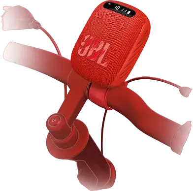 JBL Wind 3 Portable Bluetooth Speaker, Red, IP67 Waterproof & Dustproof, 5W RMS, FM Radio, TF Card, AUX, LED Display, Handlebar Mount for Bike/Motorcycle