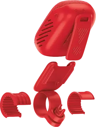 JBL Wind 3 Portable Bluetooth Speaker, Red, IP67 Waterproof & Dustproof, 5W RMS, FM Radio, TF Card, AUX, LED Display, Handlebar Mount for Bike/Motorcycle