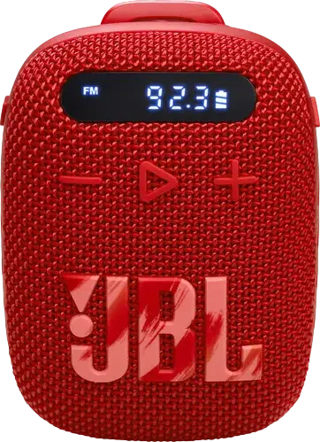 JBL Wind 3 Portable Bluetooth Speaker, Red, IP67 Waterproof & Dustproof, 5W RMS, FM Radio, TF Card, AUX, LED Display, Handlebar Mount for Bike/Motorcycle
