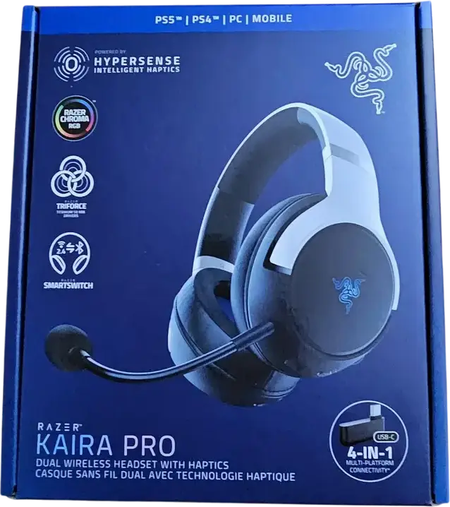 Razer Kaira HyperSpeed for PS5 Wireless Gaming Headset RZ04-03980200-R3G1, 2.4 GHz & Bluetooth, 50mm TriForce Drivers, HyperClear Cardioid Mic, 30h Battery