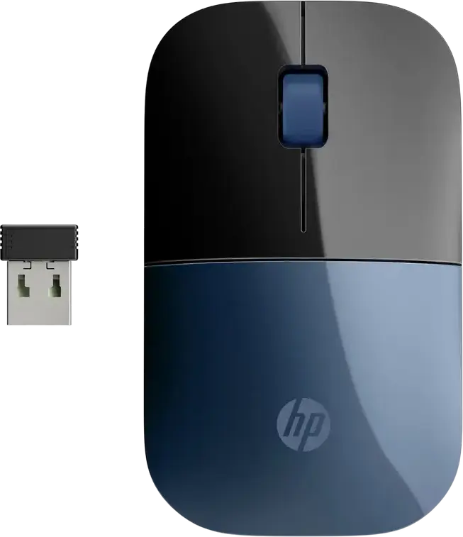 HP Z3700 Wireless Optical Mouse, Blue, 1200 DPI, 2.4GHz RF Connectivity, Ambidextrous Slim Design, 3 Buttons with Scroll Wheel, USB Nano Receiver