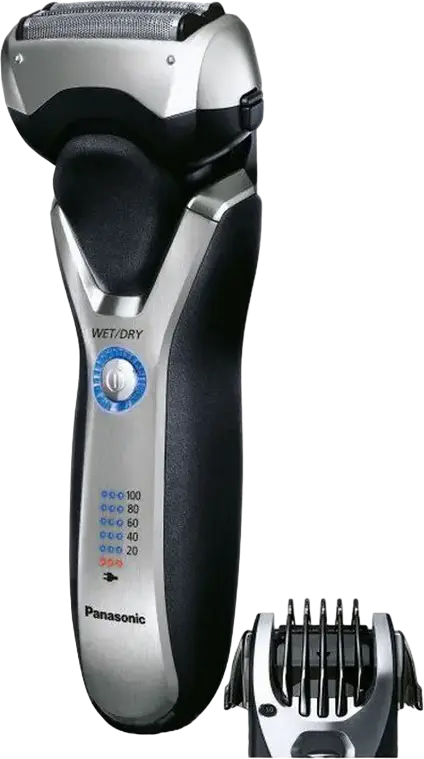 Aparat de ras electric Panasonic ES-RT77 cu sita, Wet and Dry, 3 capete de ras, baterie Li-Ion, trimmer incorporat, cap flexibil, Argintiu/Negru