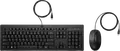HP 225 Wired Keyboard and Mouse Combo, USB Connectivity, Membrane Full-Sized Keyboard with Multimedia Keys, 1200 dpi Optical Ambidextrous Mouse, Black
