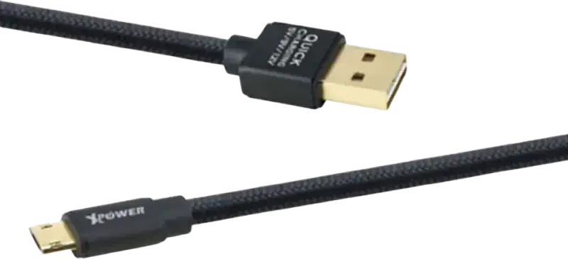 Xpower Speed Cable Micro-USB to USB Type-A Charging and Sync Cable, 1.2m, TPE Material, 480 MB/s Transfer Rate, Quick Charging Support, Black