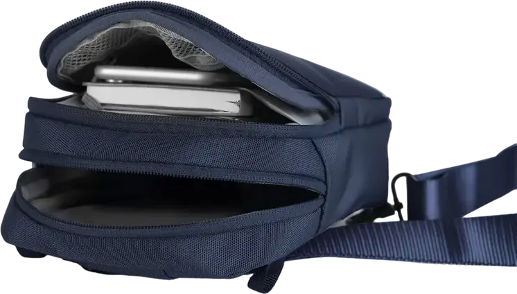 Geanta crossbody XD Design Bobby Boxy Sling, material rPET reciclat, buzunare ascunse pentru sticla de apa si spate, 160x210x75 mm