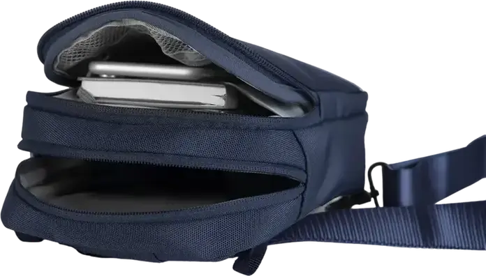 Geanta crossbody XD Design Bobby Boxy Sling, material rPET reciclat, buzunare ascunse pentru sticla de apa si spate, 160x210x75 mm