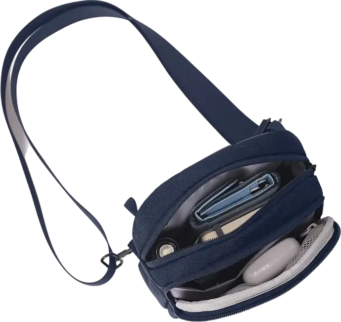 Geanta crossbody XD Design Bobby Boxy Sling, material rPET reciclat, buzunare ascunse pentru sticla de apa si spate, 160x210x75 mm
