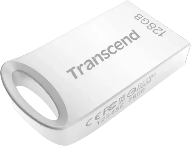 Stick USB Transcend JetFlash 710 128 GB USB 3.1 Ultra-mic, Design Slim Durabil și Impermeabil, Viteza de Citire până la 90 MB/s, Argintiu, Garanție pe Viață