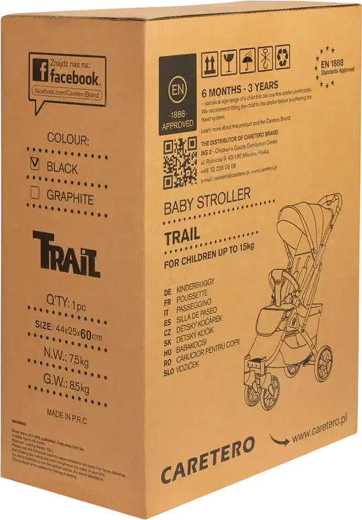 Cărucior Caretero Trail, Negru