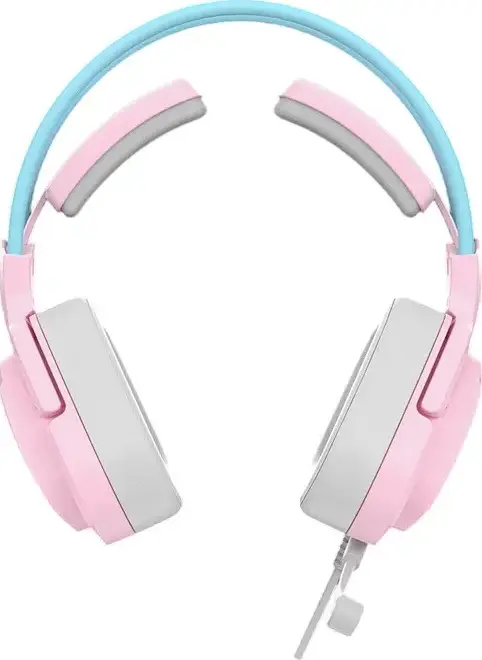 Bloody G575 Virtual 7.1 Surround Sound Gaming Headset, Pink, 50mm HD Drivers, Detachable Noise-Cancelling Mic, RGB Lighting, USB Braided Cable