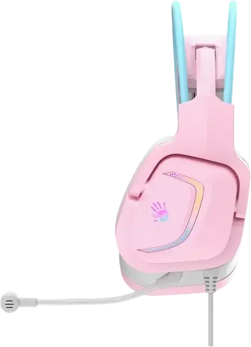 Bloody G575 Virtual 7.1 Surround Sound Gaming Headset, Pink, 50mm HD Drivers, Detachable Noise-Cancelling Mic, RGB Lighting, USB Braided Cable