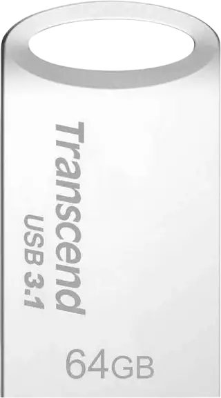 Transcend JetFlash 710 64 GB Ultra-Small USB 3.1 Flash Drive, Slim Durable Waterproof Design, Read Speed up to 90 MB/s, Silver, Limited Lifetime Warranty