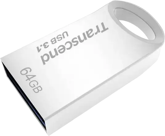 Transcend JetFlash 710 64 GB Ultra-Small USB 3.1 Flash Drive, Slim Durable Waterproof Design, Read Speed up to 90 MB/s, Silver, Limited Lifetime Warranty