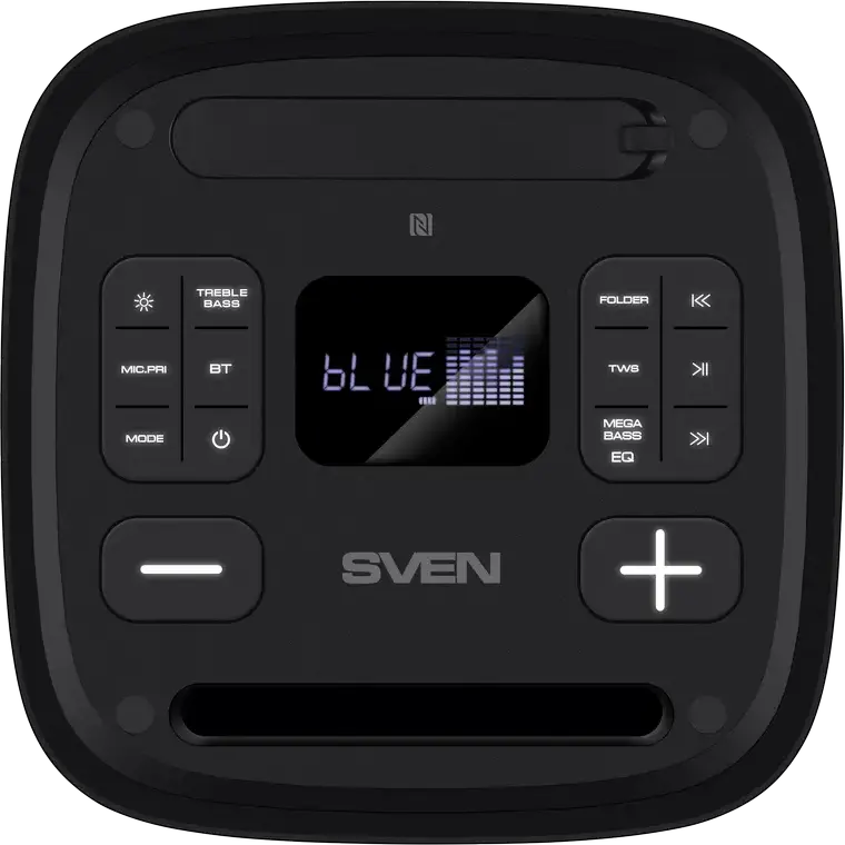 SVEN PS-950 Portable Party Speaker 160W RMS, Bluetooth NFC TWS, RGB Lighting, IPX4 Waterproof, Karaoke with Dual Mic Inputs, 8800mAh Battery, Black