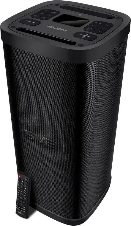 SVEN PS-950 Portable Party Speaker 160W RMS, Bluetooth NFC TWS, RGB Lighting, IPX4 Waterproof, Karaoke with Dual Mic Inputs, 8800mAh Battery, Black