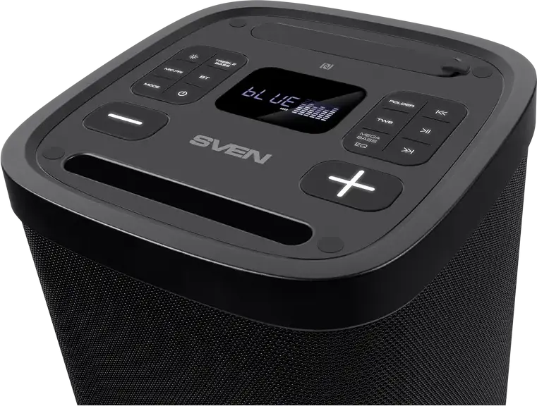 SVEN PS-950 Portable Party Speaker 160W RMS, Bluetooth NFC TWS, RGB Lighting, IPX4 Waterproof, Karaoke with Dual Mic Inputs, 8800mAh Battery, Black