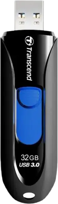 Stick USB Transcend JetFlash 790 32GB USB 3.1 Gen 1, Negru, Conector USB Type-A, Design Retractabil fără Capac, Compatibil Windows, macOS, Linux, Android